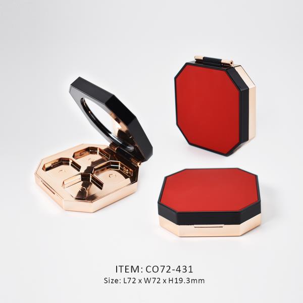 Four Pans Octagon Makeup Compact Case with Mirror